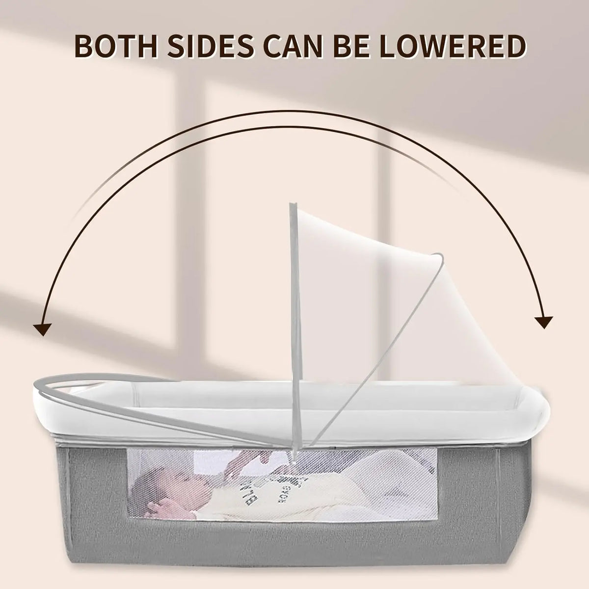 Portable Baby Mosquito Net Bassinet Cover with 2-Way Zipper Infant Car Seat Insect Mesh Net Encrypted Bug Net Crib Protectors