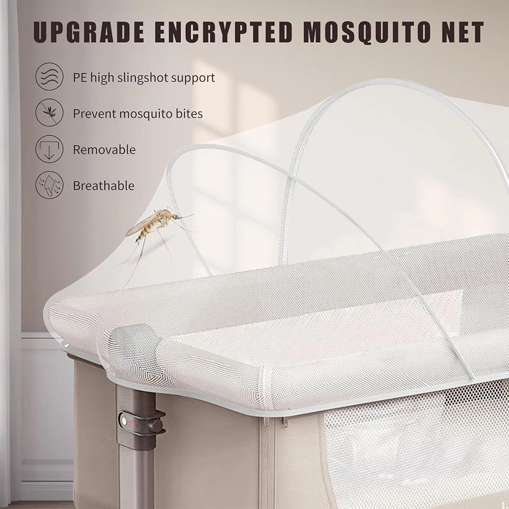 Portable Baby Mosquito Net Bassinet Cover with 2-Way Zipper Infant Car Seat Insect Mesh Net Encrypted Bug Net Crib Protectors