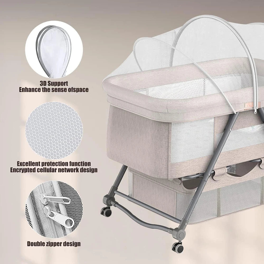 Portable Baby Mosquito Net Bassinet Cover with 2-Way Zipper Infant Car Seat Insect Mesh Net Encrypted Bug Net Crib Protectors
