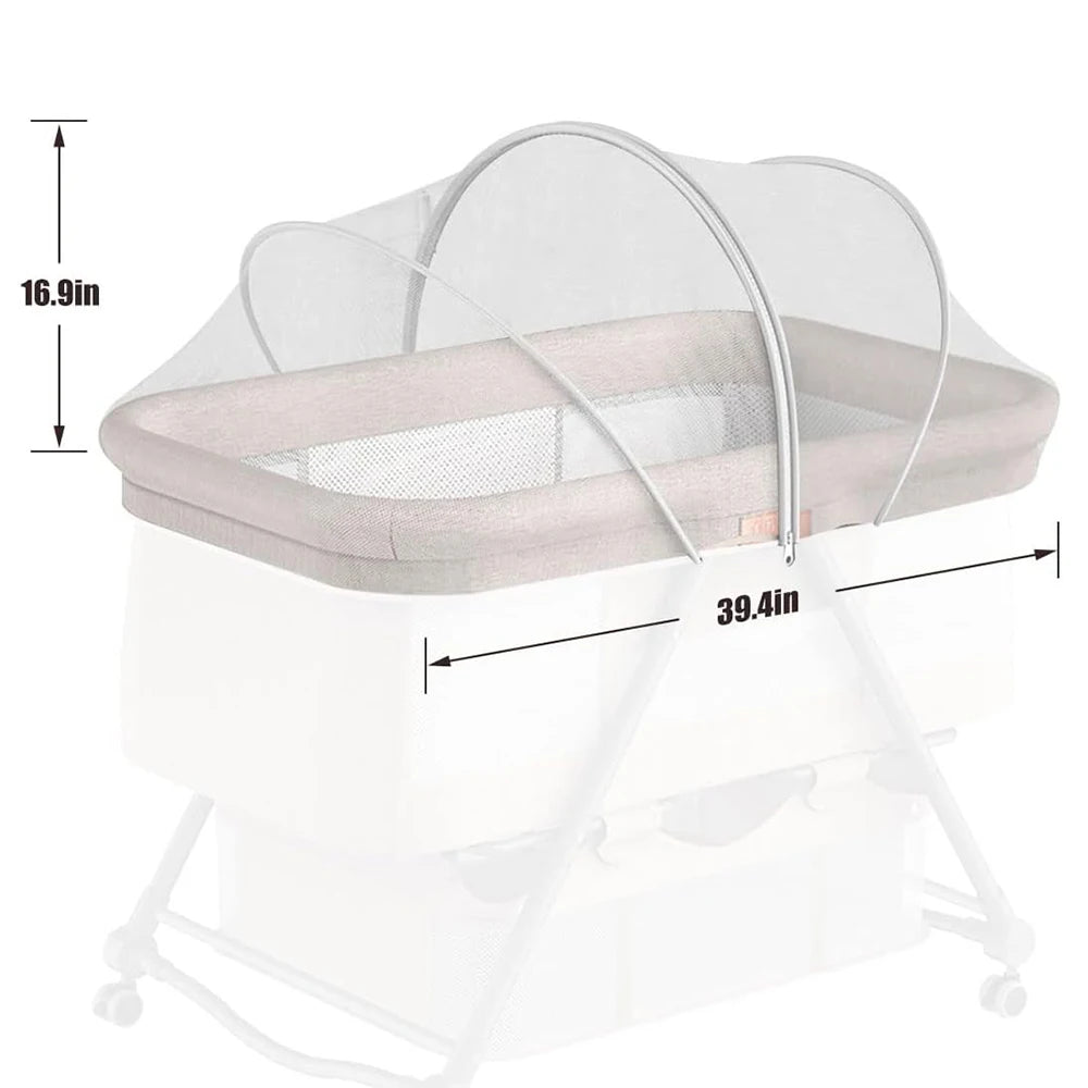Portable Baby Mosquito Net Bassinet Cover with 2-Way Zipper Infant Car Seat Insect Mesh Net Encrypted Bug Net Crib Protectors