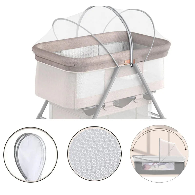 Portable Baby Mosquito Net Bassinet Cover with 2-Way Zipper Infant Car Seat Insect Mesh Net Encrypted Bug Net Crib Protectors