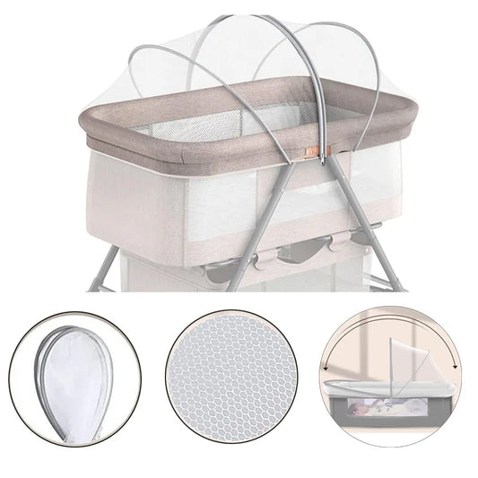 Portable Baby Mosquito Net Bassinet Cover with 2-Way Zipper Infant Car Seat Insect Mesh Net Encrypted Bug Net Crib Protectors