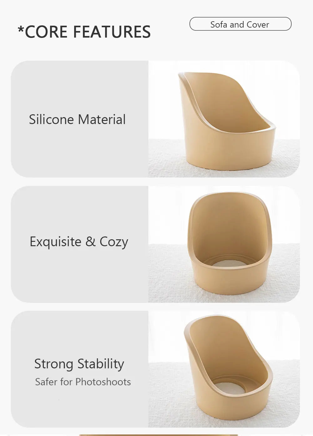 0-1 Month Newborn Photography Props Silicone Sofa Mini Sofa Cover Studio Baby Photography Accessories for Baby Posing Photo Seat